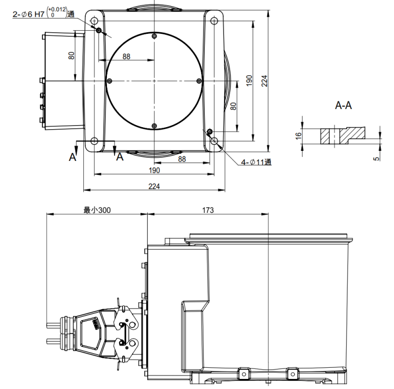 机械人底座装置尺寸图